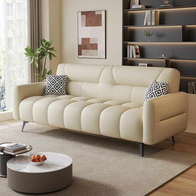 Trendy Solid Color Scratch-immune Standard Sofa in Light Gray/Cerulean/Light Green with Arm, 4-seater/Seats 3, and 2 Pillows - image 7