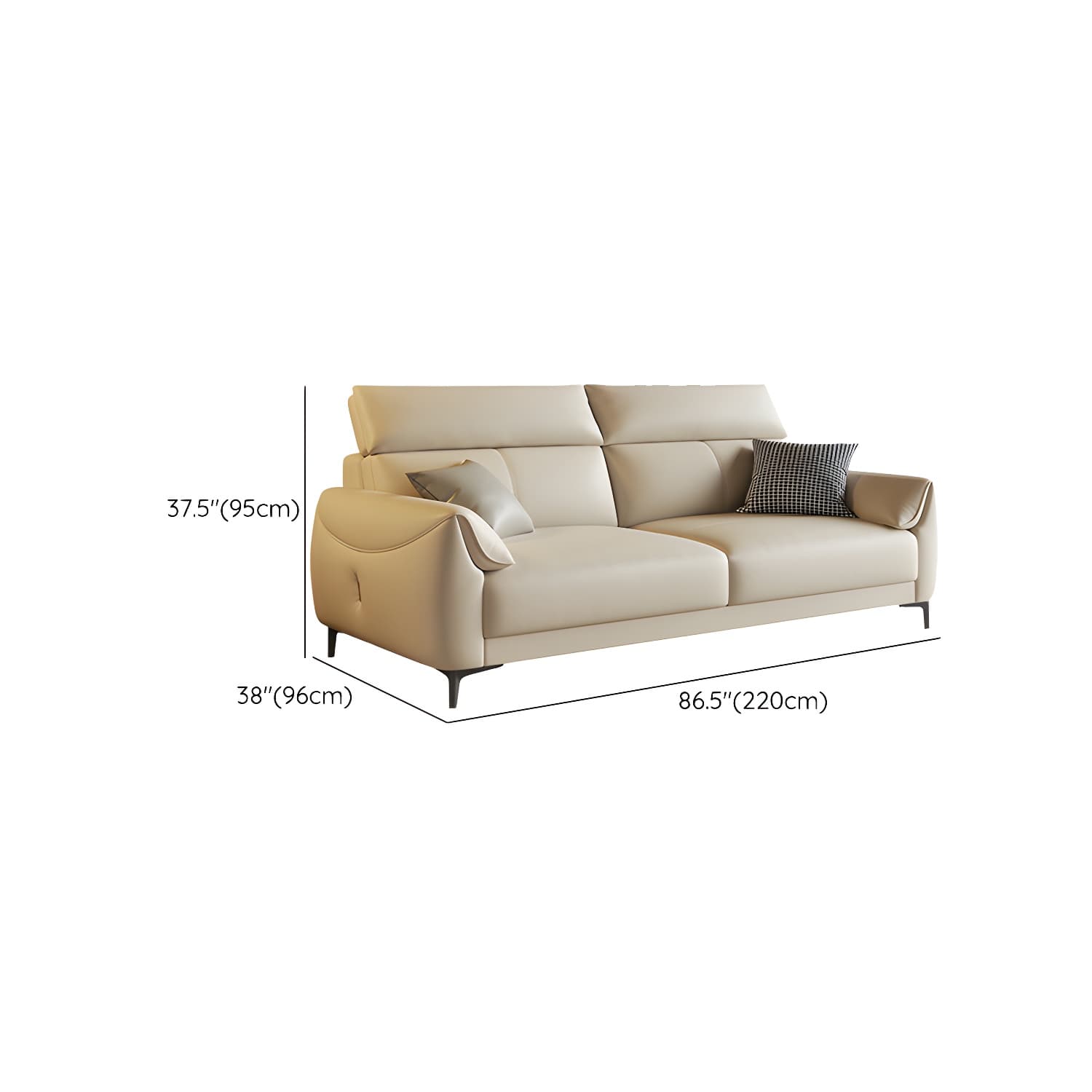 Modern Beige Genuine Leather Sectional Sofa with Adjustable Headrest - image 11
