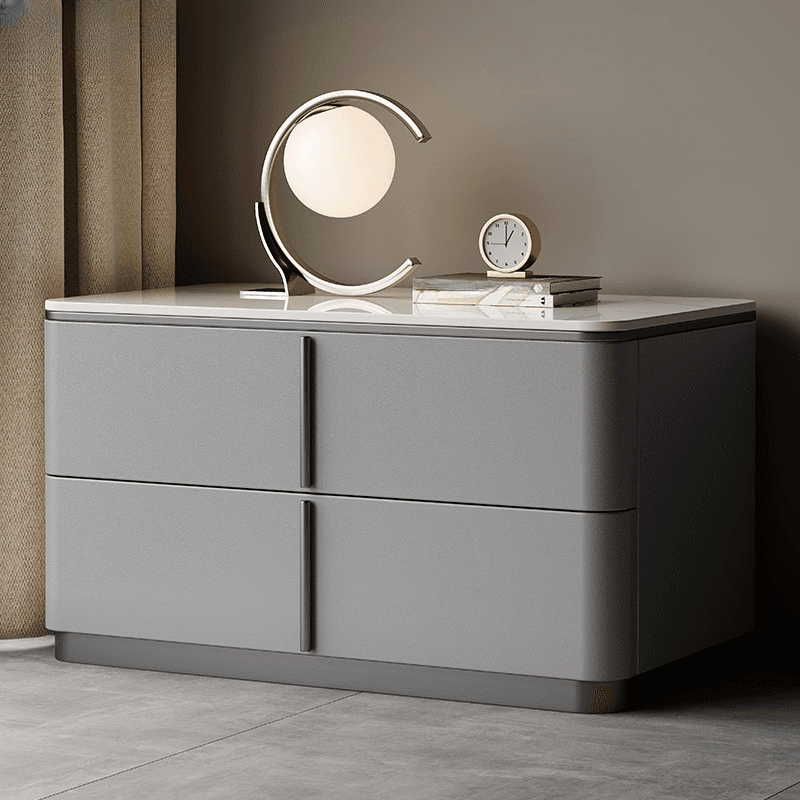 Modish Drawer Storage Bedside Table with 2 Drawers and Sintered Stone Countertop - image 9