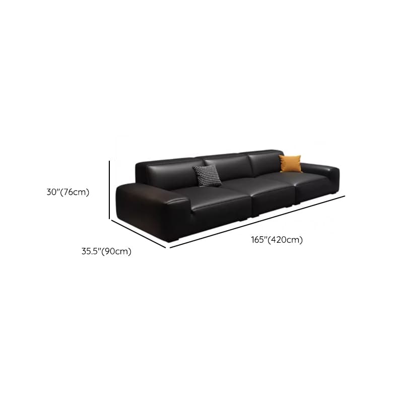 Modern Solid Color Water Resistant Sofa in Midnight Black with 6-seater Capacity and 2 Pillows - image 21