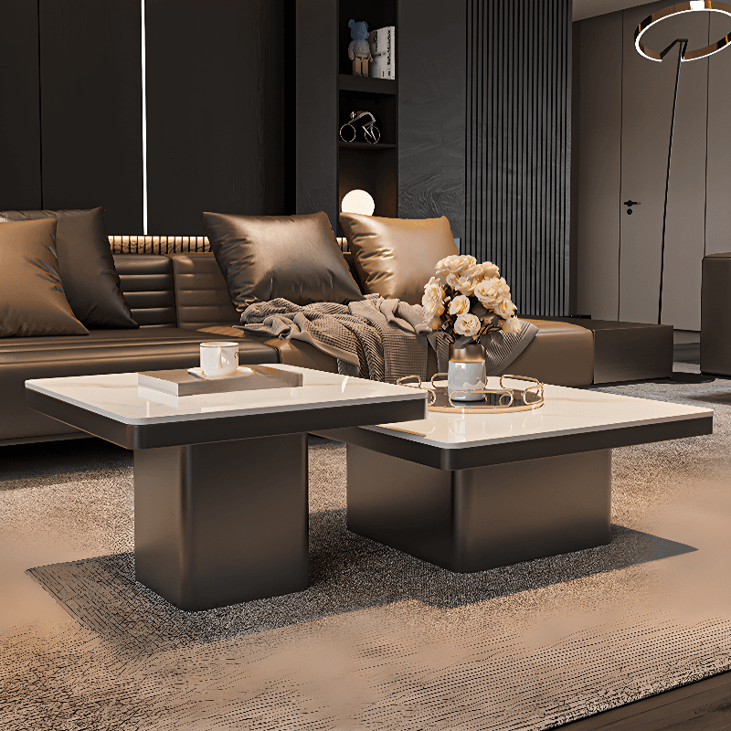 Contemporary Design Transparent Glass Single Board Game Coffee Table with Plinth Base in Midnight Black, Square Top - image 6