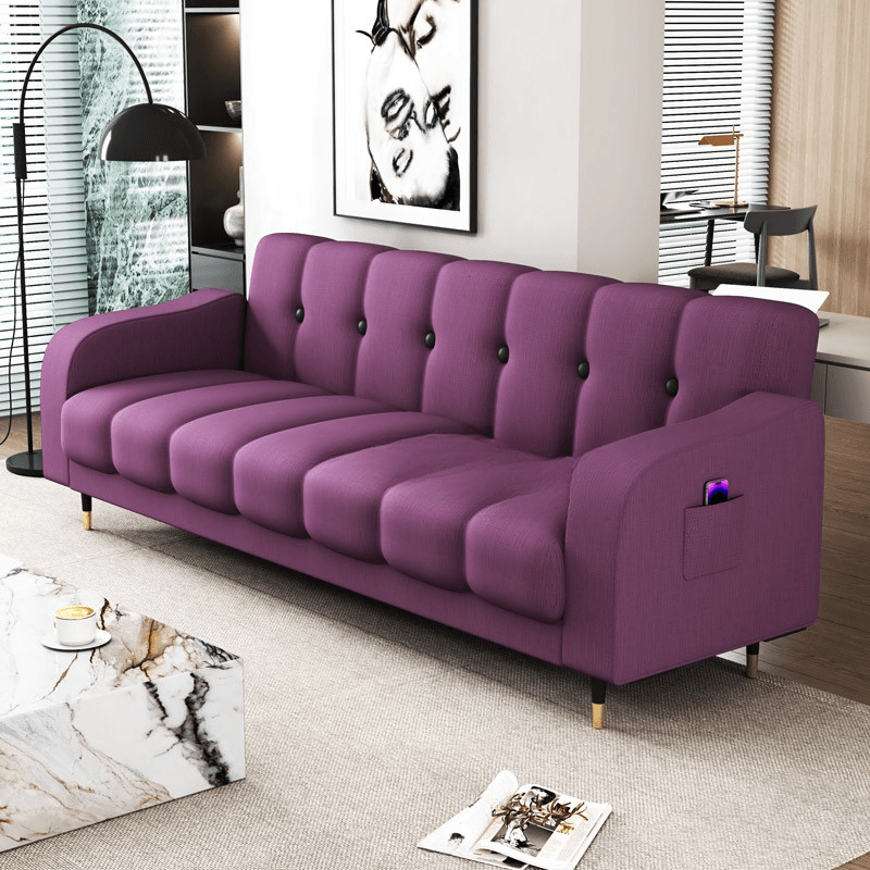 Contemporary Modern Solid Color Scratch-durable Convertible Sofa in Pu Leather with Midnight Black/Gray/White Upholstery, Seats 3/2-seater, with Receptacle Storage - image 9