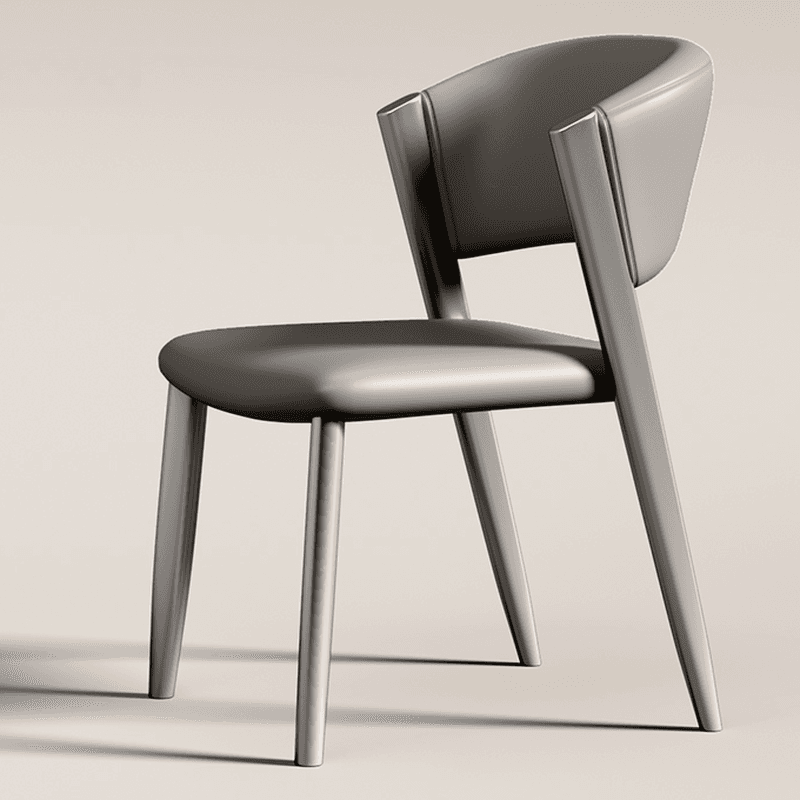 Modish Armless Chair with Exposed Back, Cushioned, Grey Steel Legs - image 4