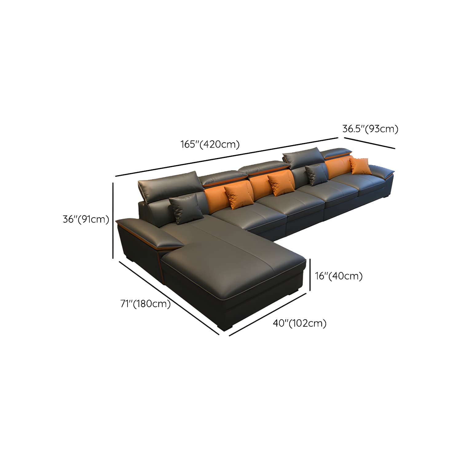 Modern Gray Tech Cloth Sectional Sofa with Pillow Top Arms and Cushion Back - image 18