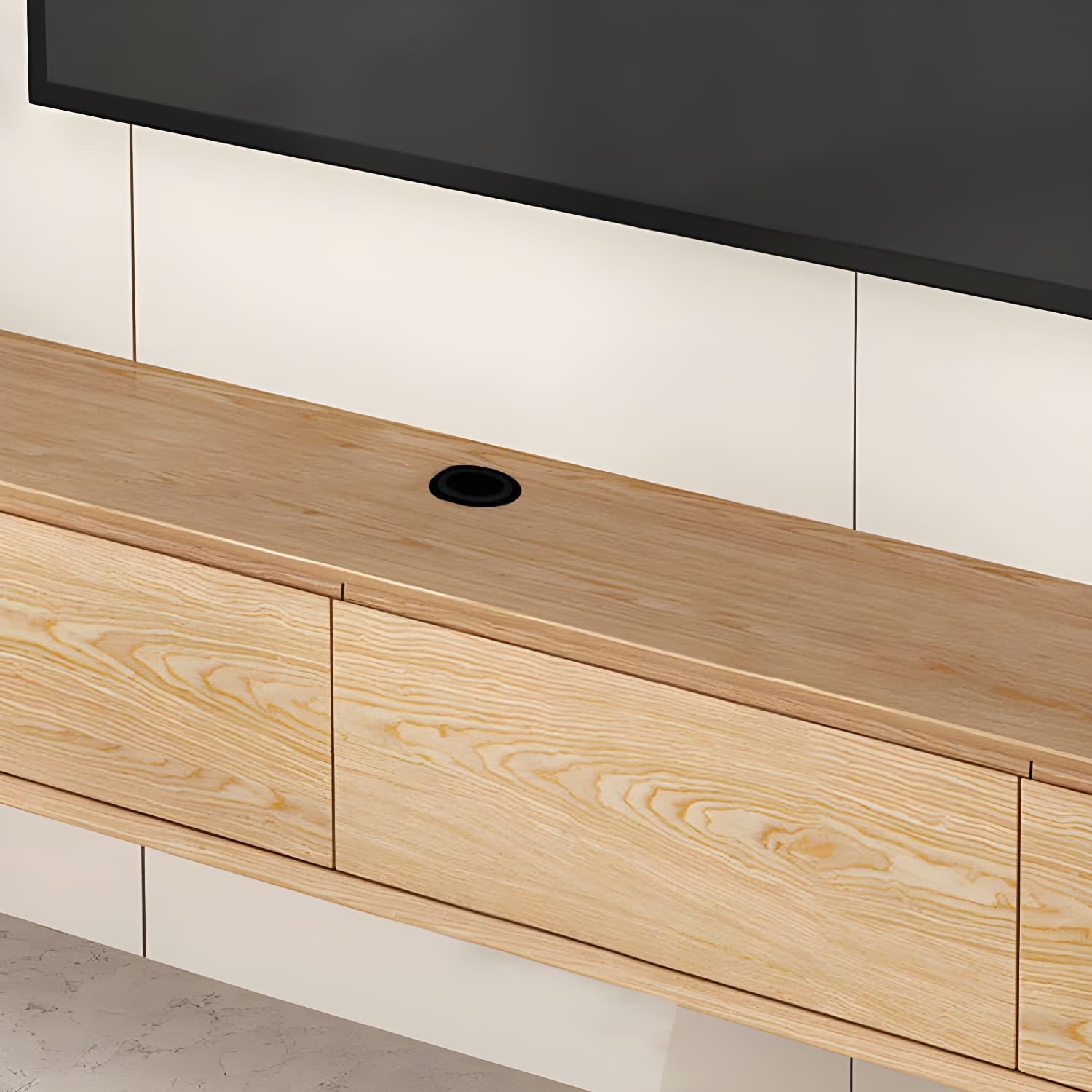 Contemporary Wood Media Console TV Stand in Natural with Drawers - image 6