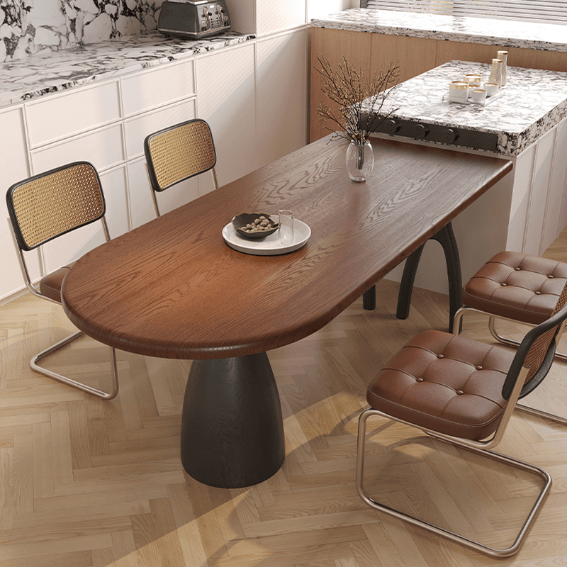 Dining Table Set with Asymmetrical Shape, Wood Slab Top, and Three Legs - image 5