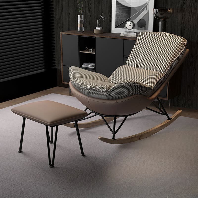Stylish Upholstered Indoor Rocking Chair with Natural Wood Legs - image 15
