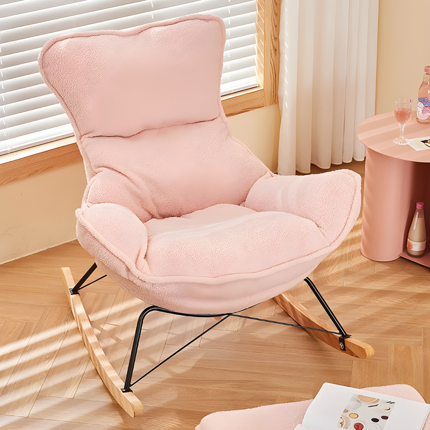 High Back Rocking Chair Ergonomic with Padded Seat Rocker Chair with Ottoman - image 21
