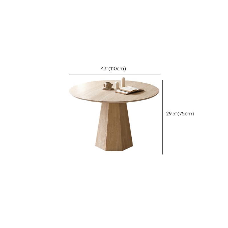 Retro Rounded Slate Dining Table Set with Stump Base, Fixed Mechanism, Unfinished Top - image 7