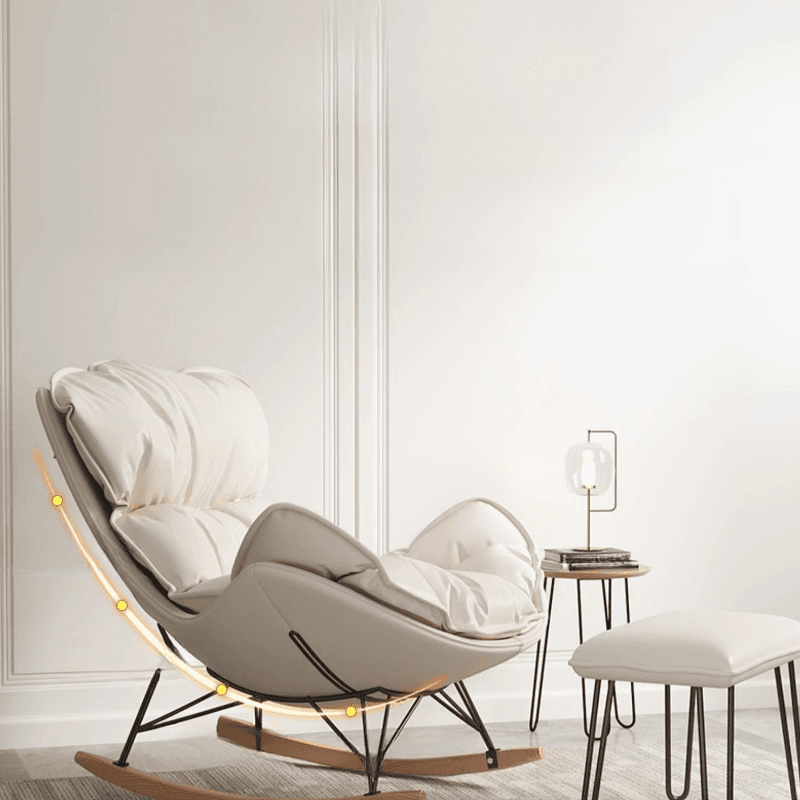 Modish Upholstered Rocking Accent Chair with Ottoman - image 10