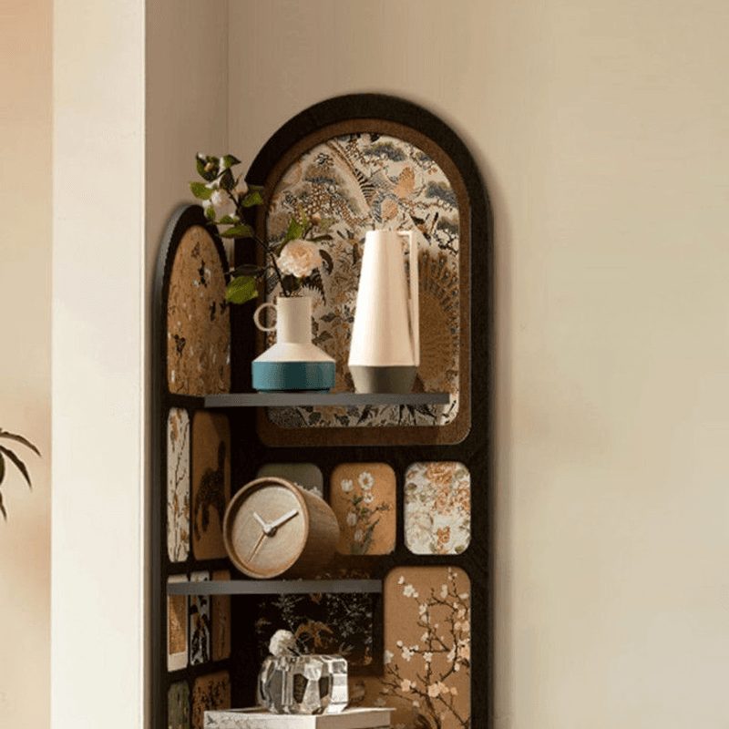 Modern Simple Style Nook Decorative Cabinet with 4 Exterior Shelves, Matte Black Lumber Top - image 10