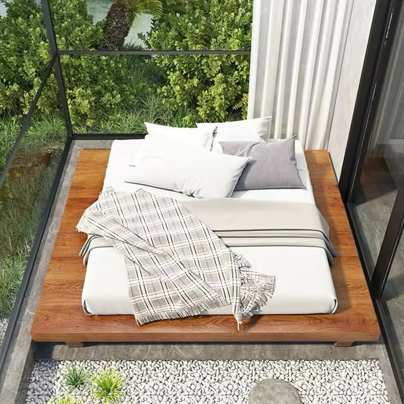Solid Color Natural Color Wooden Frame Pallet Bed Frame Bedroom - image 3