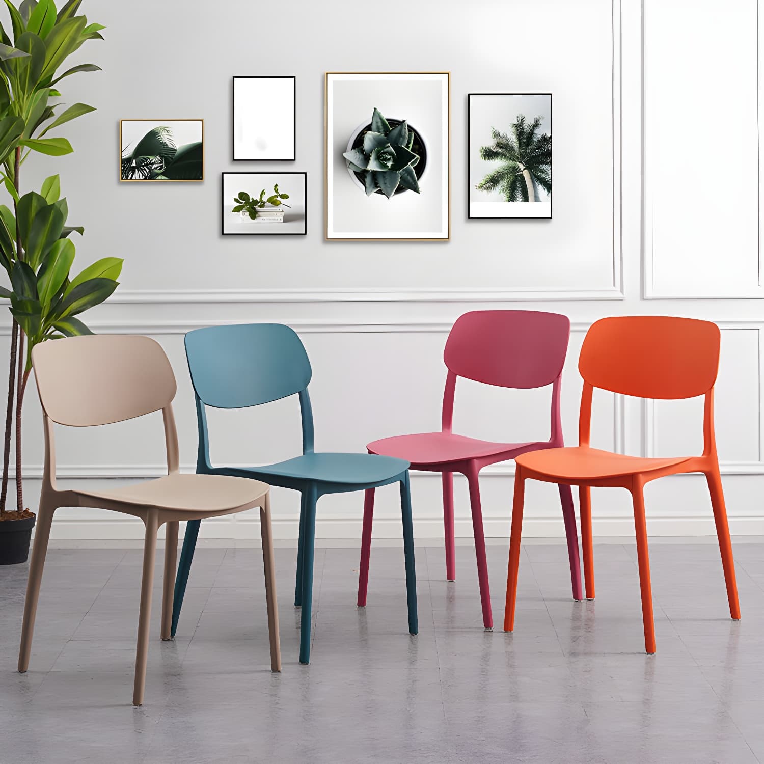 Plastic Indoor-Outdoor Side Chair Armless Stackable Dining Chairs - image 13