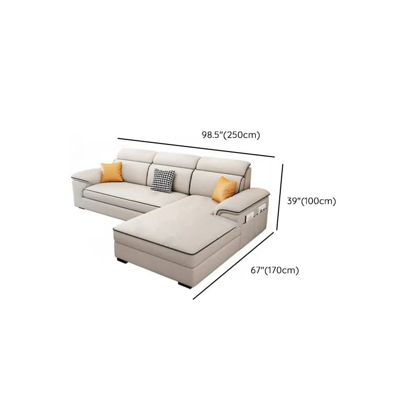 Casual L-Shape Stain Resistant Cream Sofa Recliner with Left/Right Hand Facing Square Arm and Chaise Component - image 9