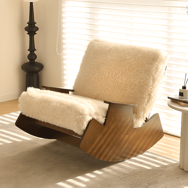 Modern Simple Style White/Lime Green/Grey Upholstered Cushioned Living Room Rocking Chair - image 25