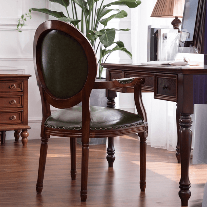 French Sturdy King Louis Back Upholstered Arm Chair/Side Chair with Nailhead Accent, Foot Pads and Weathered Wood Base - image 17