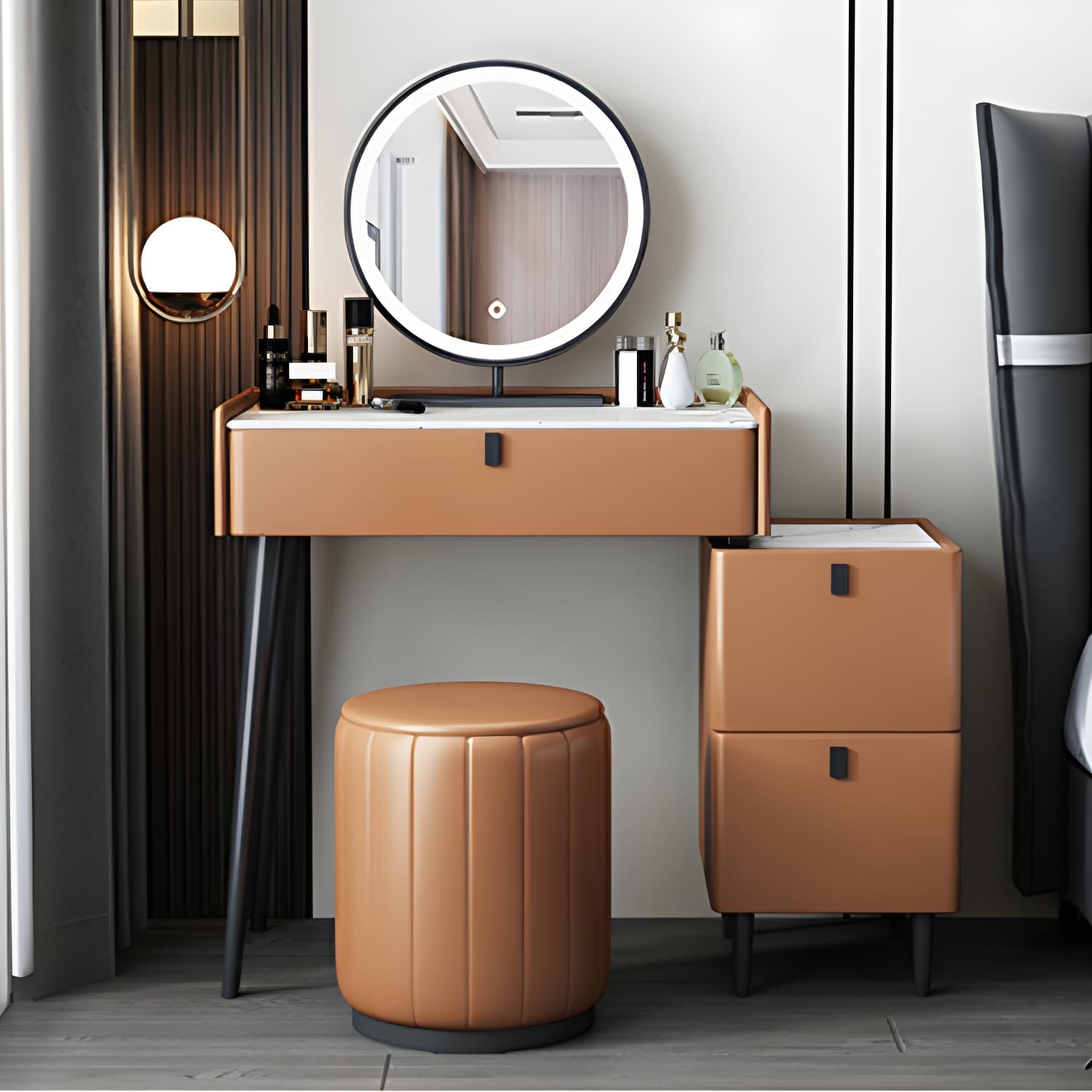 1/3 Drawers Vanity Set with Stool Modern Stone Top Dressing Table - image 8