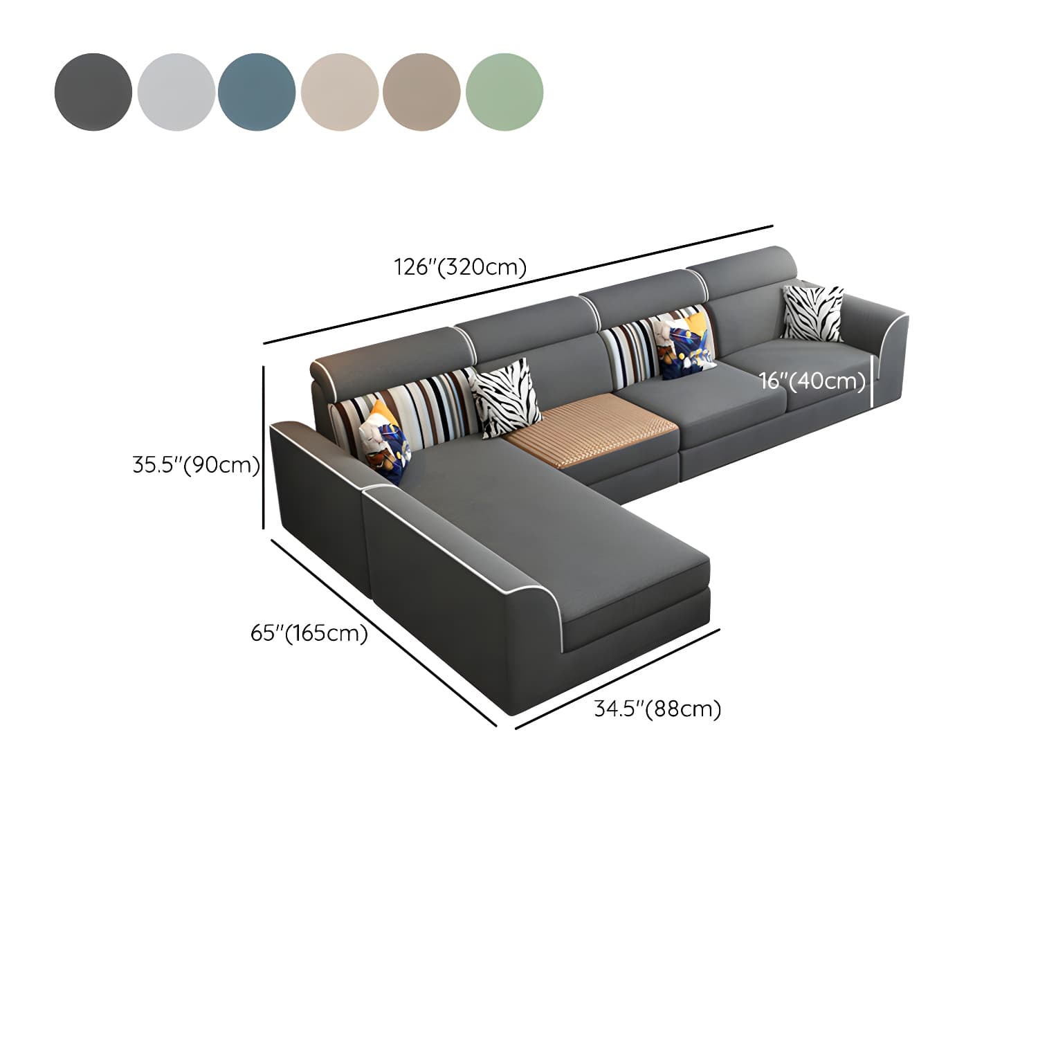 Scandinavian Reversible L-Shape Modular Wood Frame Corner Sectional with Chaise - image 25