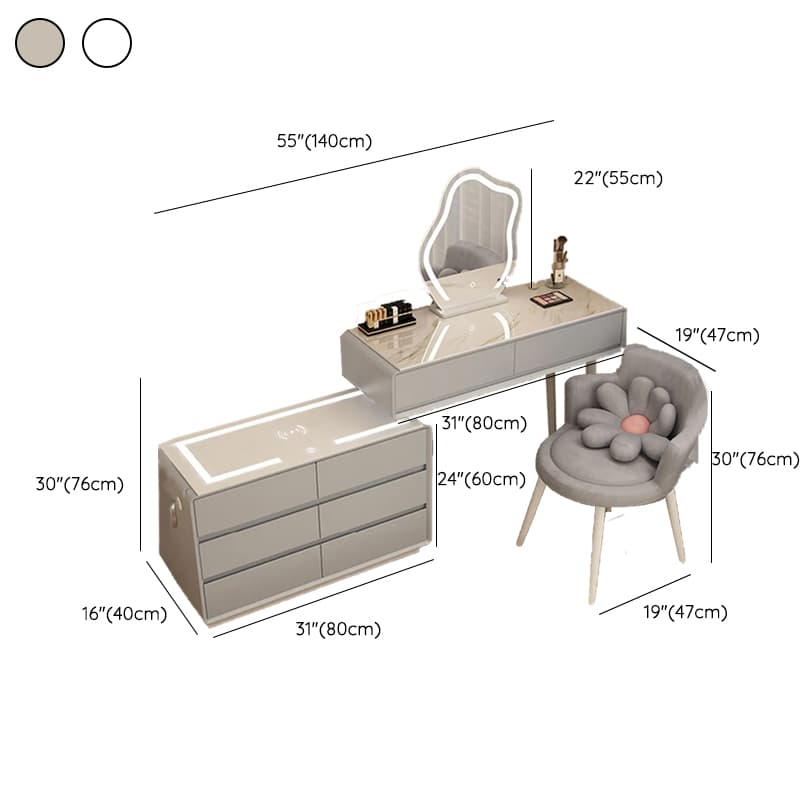 Bluetooth Compatible Vanity Set with LED Lighting, Electrical Outlet, Scalable Design, Push-Pull, and Adjustable Touch Brightness - image 13