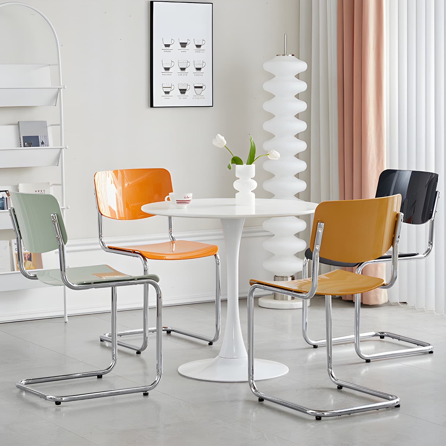 Modern Plastic & Acrylic Side Chair with Low Back and Open Back Style - Silver Leg Color - image 9