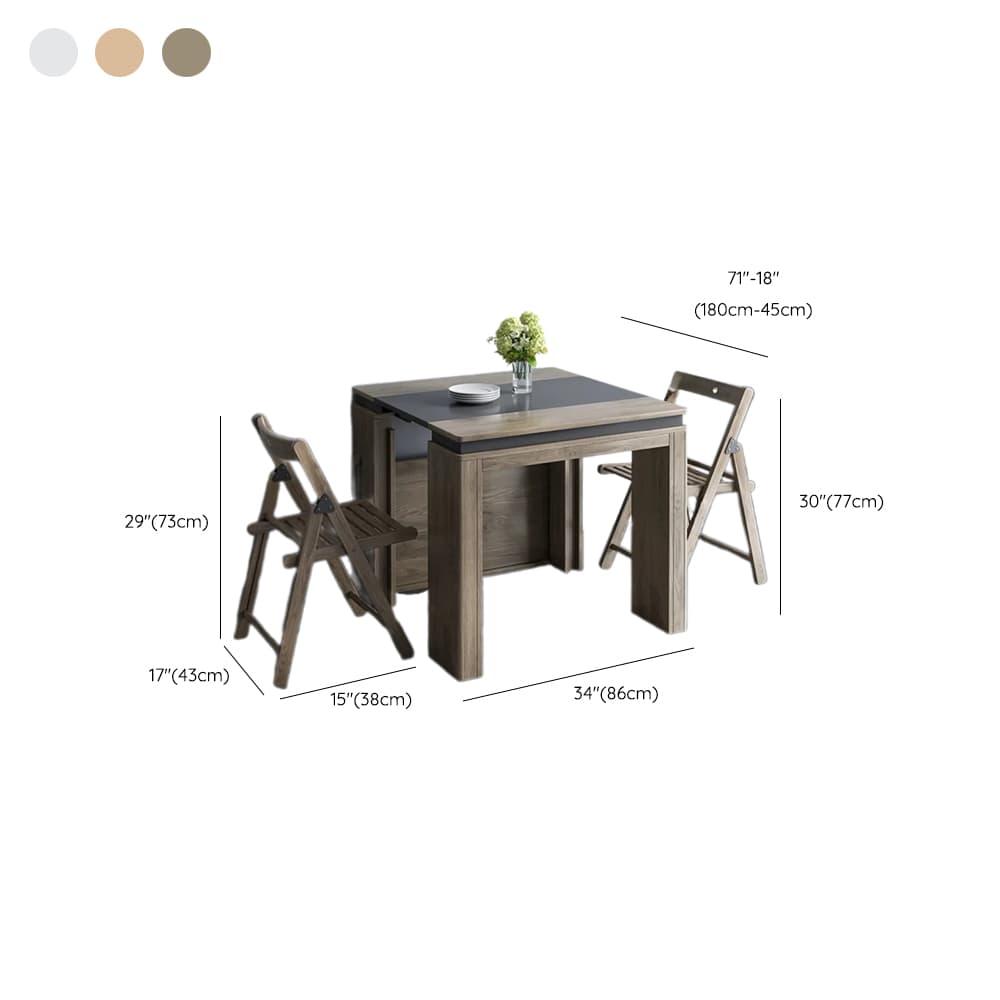 Trendy Rectangular Dining Table Set with Four Legs, Versatile 9-piece/7 Pieces/5 Piece Set, Chalk/Tan/Unfinished Colors - image 12