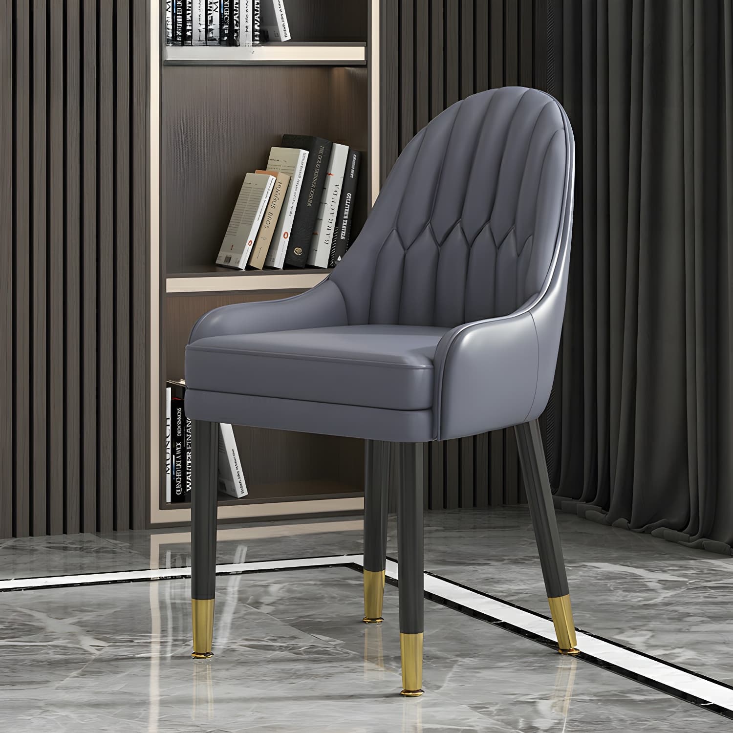 Elegant Glam Faux Leather Dining Chair with Solid Back for Kitchen & Dining - image 12