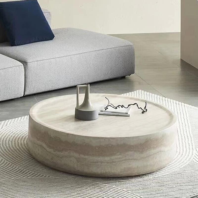 Contemporary Coffee Table Wood Ball Travertine Top Pallet Table Foyer - image 6