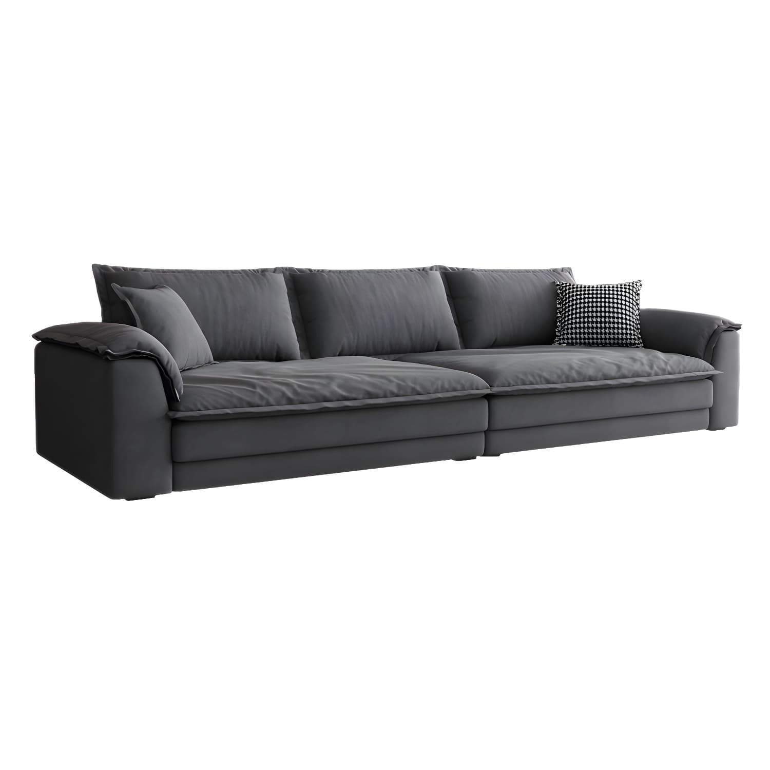 Modern Gray Abrasive Cloth Upholstered Stationary Sectional Sofa with Wood Frame - image 5