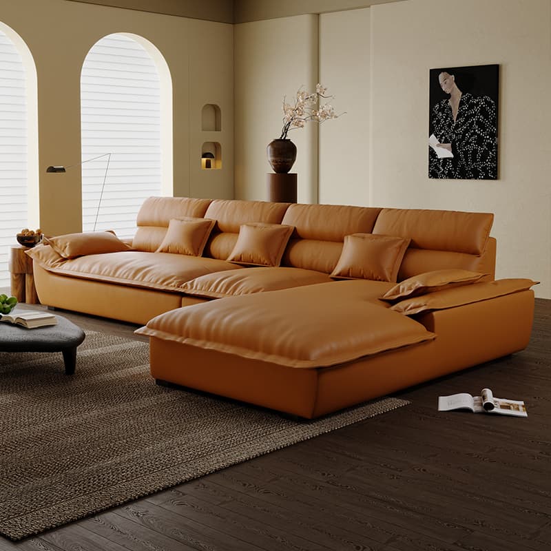 Modern Simple Style Midnight Black/Sepia/Chalk L-Shape Sofa Recliner Seats 5 - image 7
