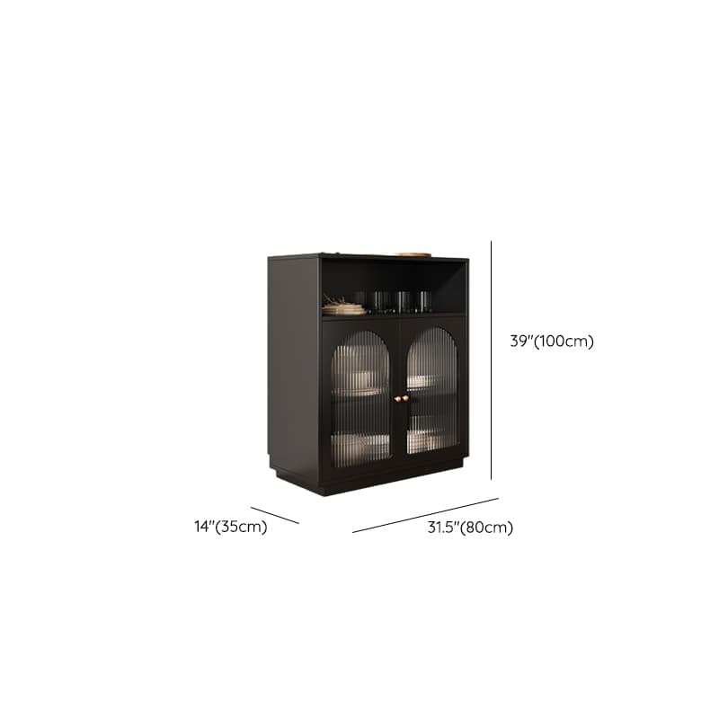 Standard/Narrow Midnight Black Lumber Cupboard 2 Shelves Pantry Hutch Glass-panel Door Sideboard - image 9