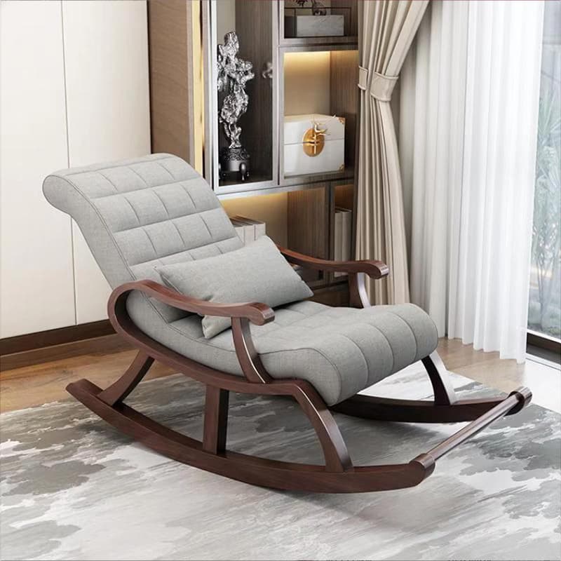 Stylish Modern Upholstered Rocking Chair with Brown Wood Legs and Track Arms - image 7
