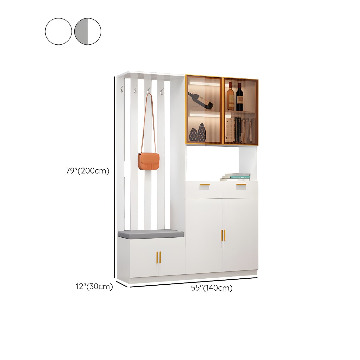 Rectangle Wood Cabinet 11.81" Wide 3-door Accent Cabinet with Drawer - image 19
