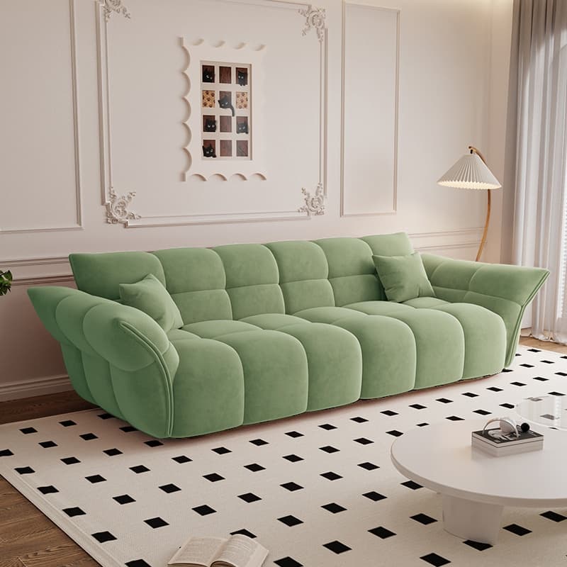 Modern Solid Color Tear Resistant Sofa Couch in Grey/Carnation/Olive Green with Seating Capacity of 5/4-seater/3-seater and 2 Pillows