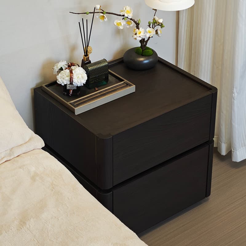 Modish Nightstand With Drawer Organization Featuring 2 Drawers and Composite Wood Countertop