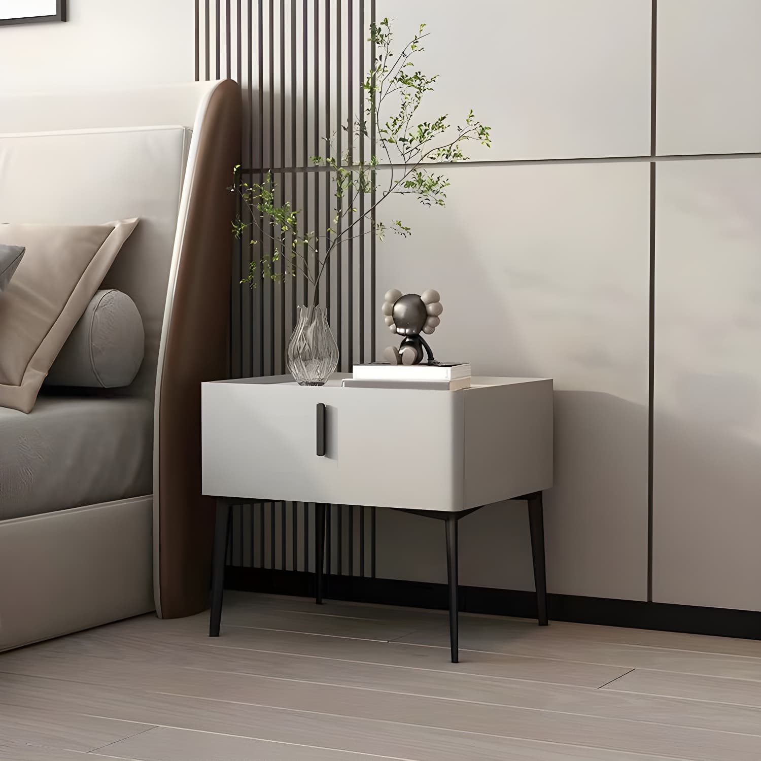 Contemporary 1 Drawer Accent Table Nightstand Antique Finish Bed Nightstand - image 11