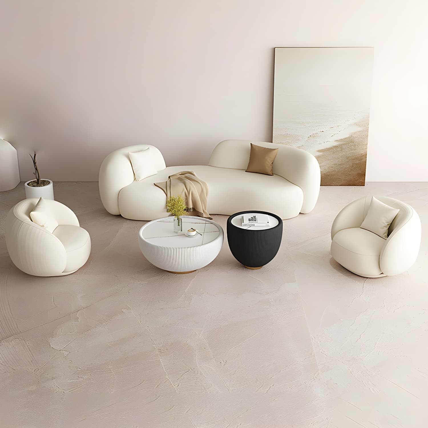 Scandinavian Style Standard 21-28 inches White Wood Sofa Without Storage, No Distressing - image 4