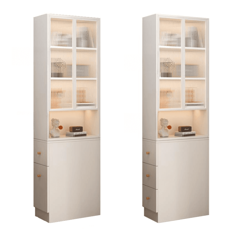 Contemporary Rectangle Utility Cabinet with Locker, Glass Door, Changeable Shelf, Gray/White Top, and Soft Close Drawer - image 5