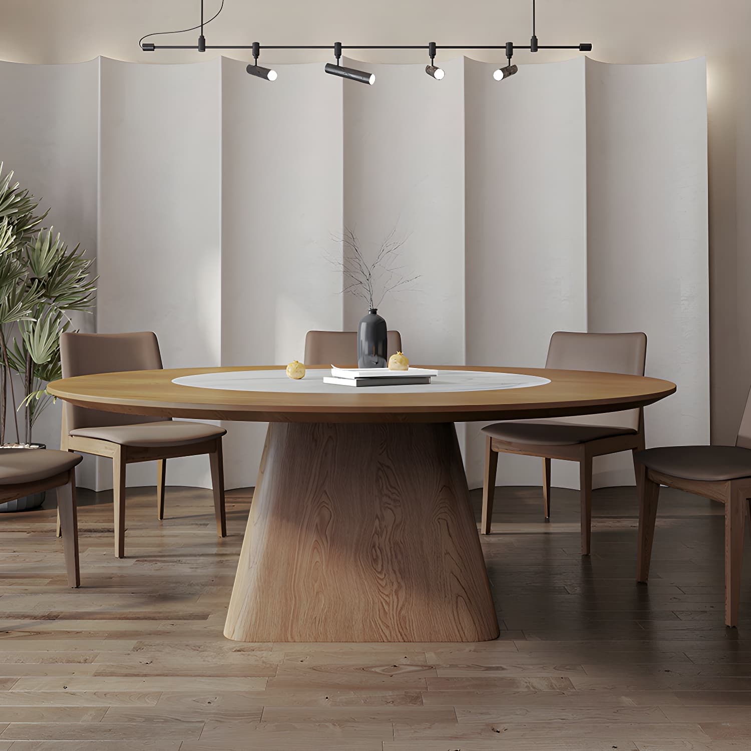 Contemporary Sintered Stone Table Round Table Set 1/6/8/9/12 Pieces Dining Set - image 4