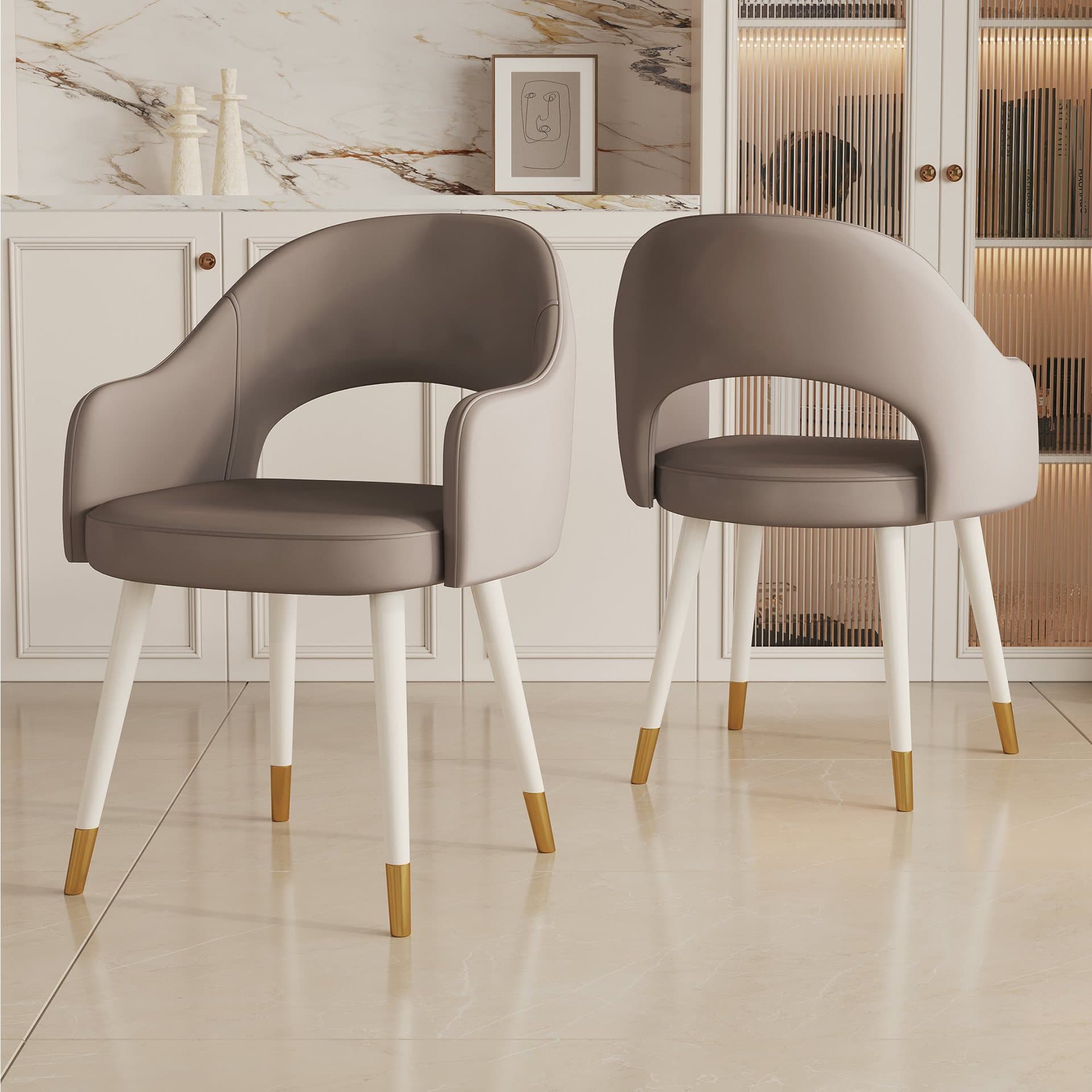 Modern Simple Style Arm Chair with Ventilated Back, Padded Upholstery, Arms, and Metal Legs - image 8