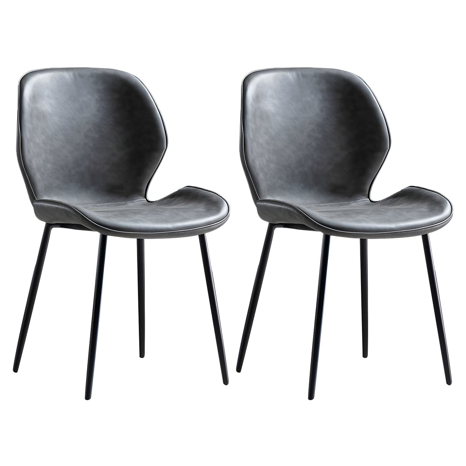 Scandinavian Leather Home Side Chair Matte Finish Wingback Dining Chair (Set of 2) - image 4