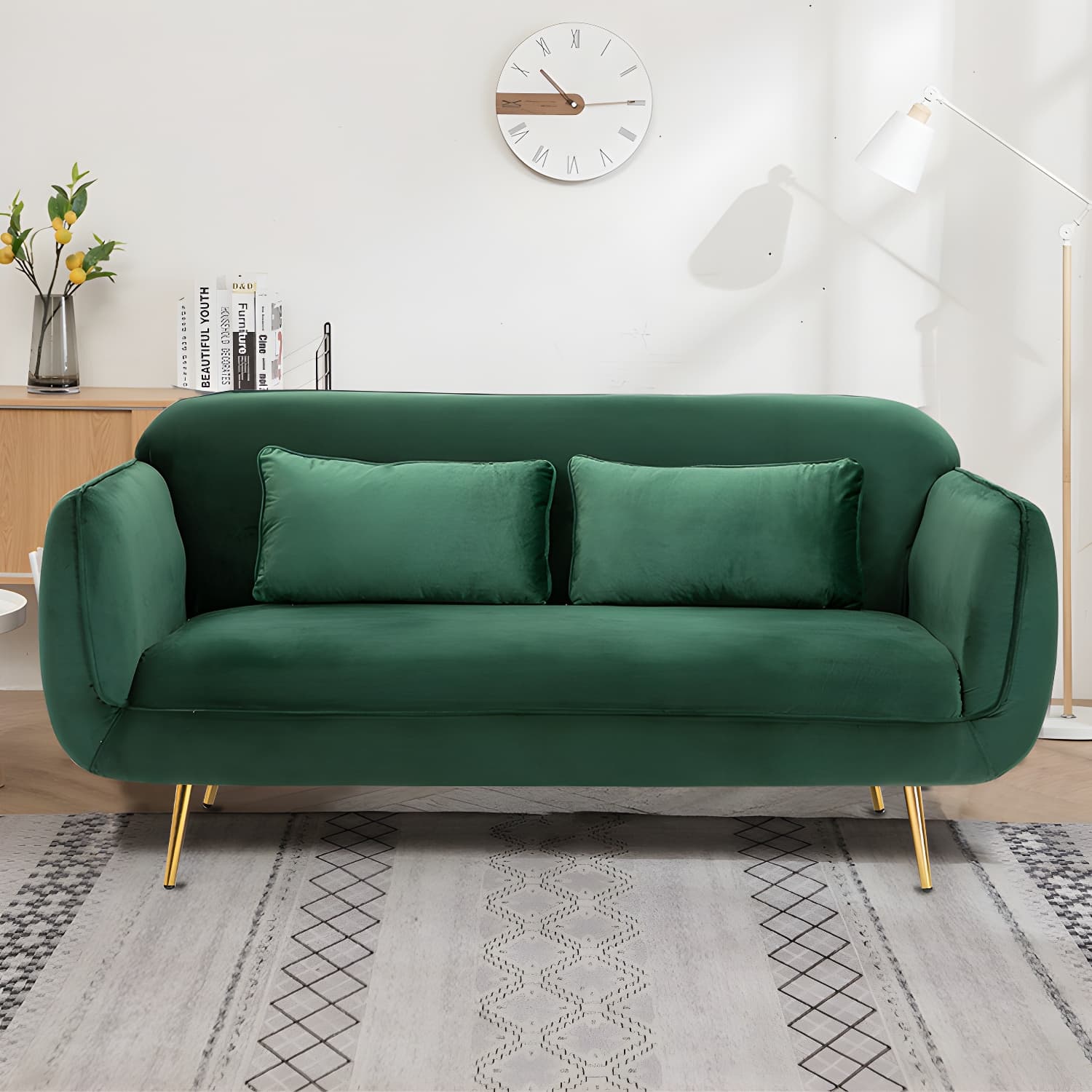 Glam Tight Back Loveseat with Flared Arm and Extra Pillows for Home and Apartment - image 7