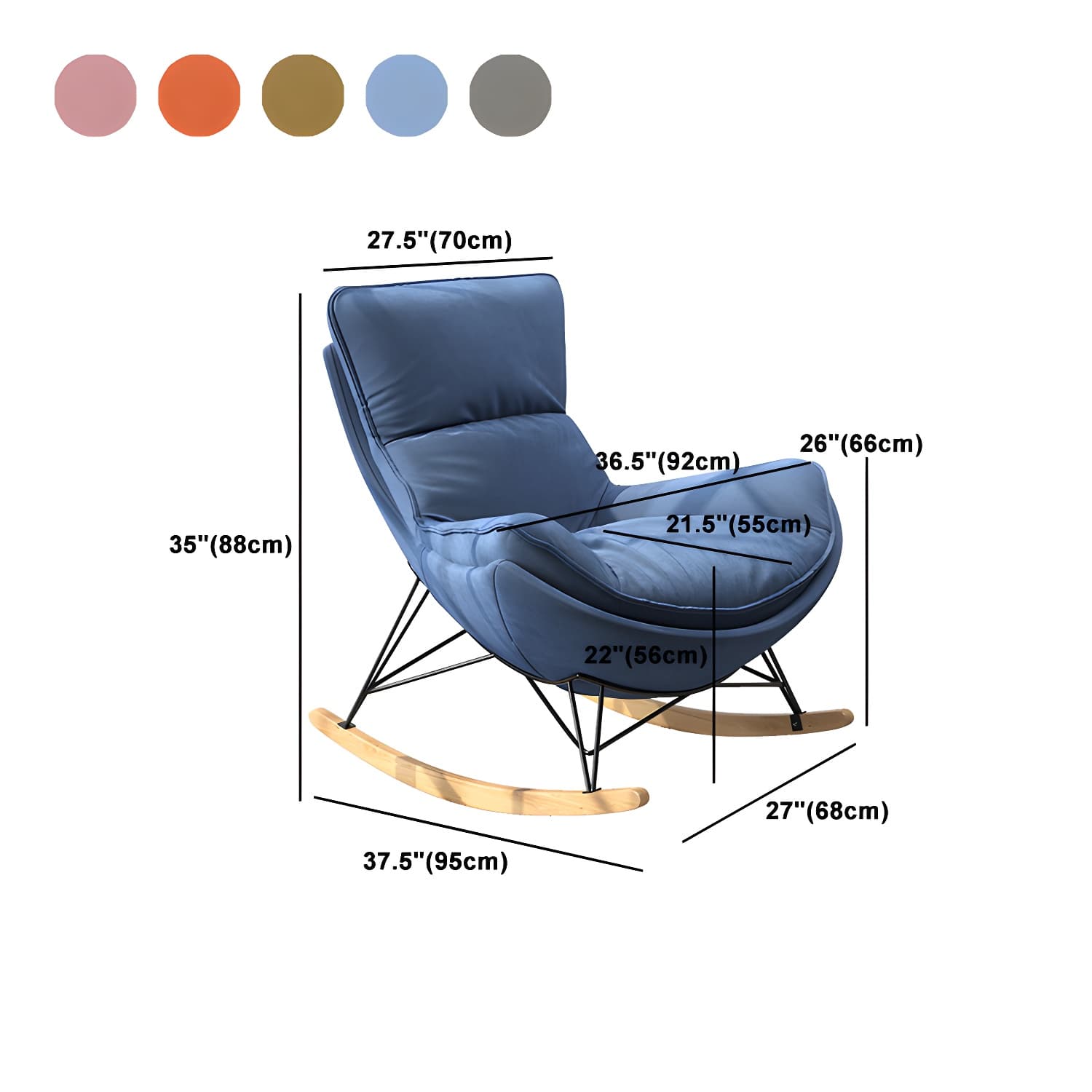 Contemporary Upholstered Rocker Chair Metal Frame Spindle Rocker Chair for Living Room - image 16