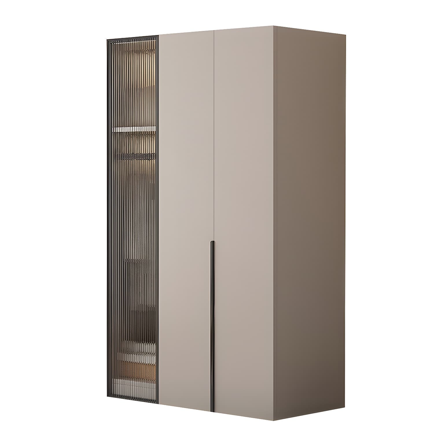 Modern Grey Wardrobe Armoire with Clothing Rod & Adjustable Shelves - image 5