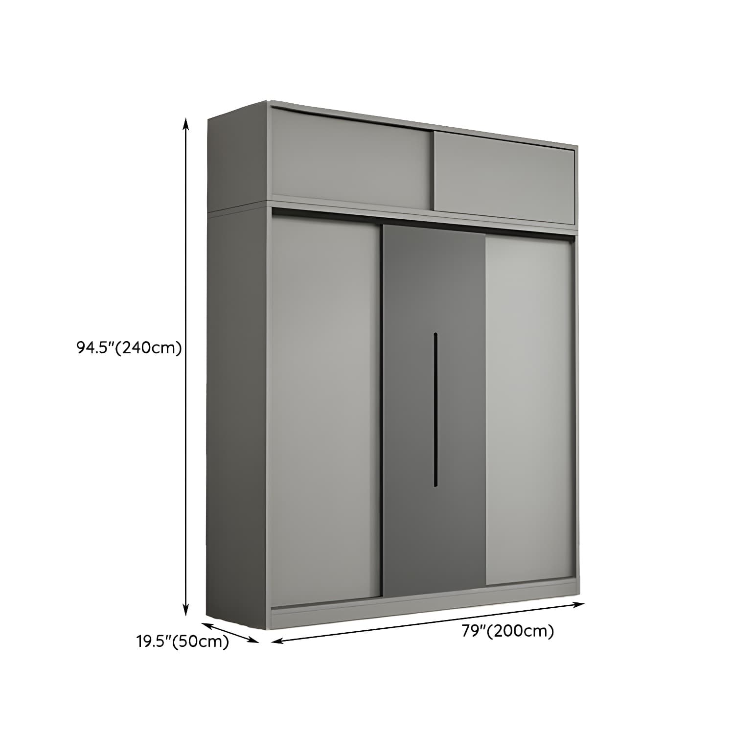 Contemporary Wood Grey Cloth Rod Included Wardrobe with Shelves - image 22
