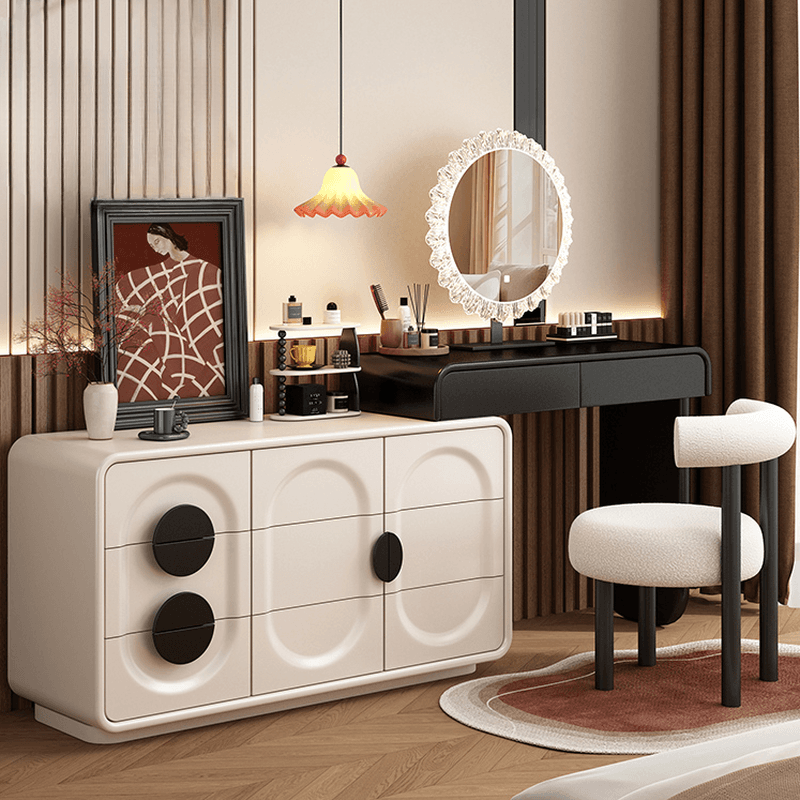 Large/Standard Vanity Set in White with 5 Drawers, Mirror Lights, Seat, Lighting, and Scalable Design - image 3
