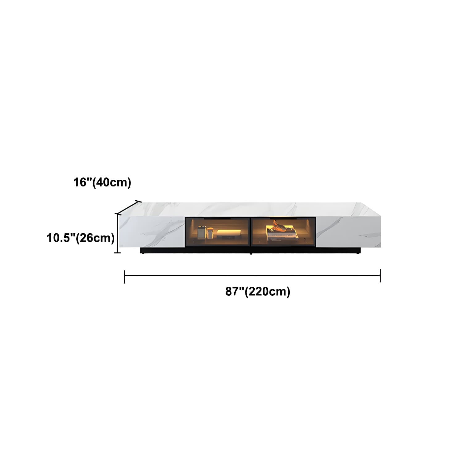 Modern Slate TV Stand White Closed Storage TV Console with Sensor Light - image 11