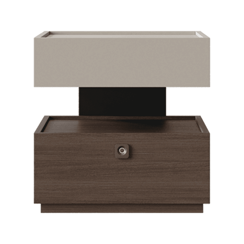 Organic Modern Nightstand With Drawer Organization Featuring Particle Board Wood and Illuminating Lighting
