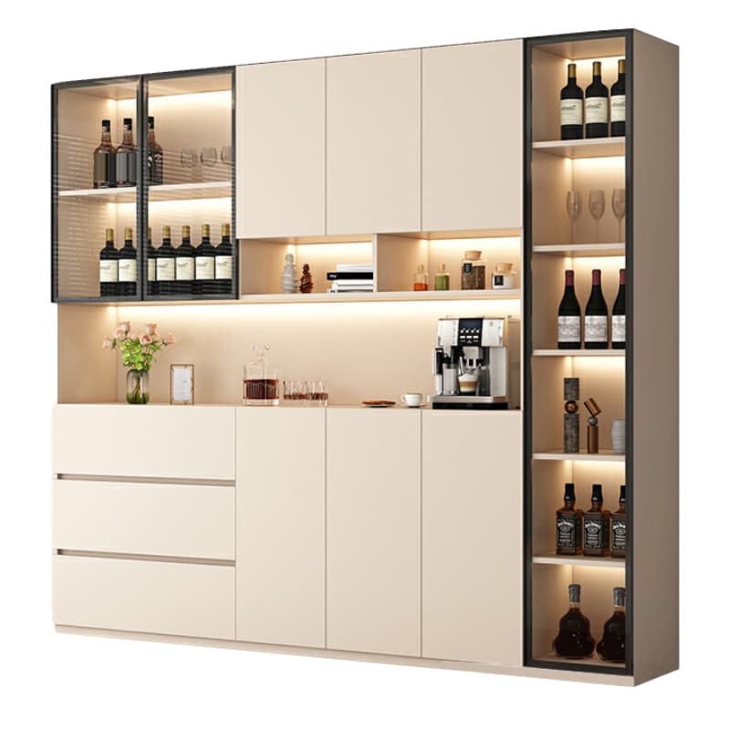 Off-White Contemporary Wood Buffet Sideboard with Cabinets and Shelves - image 5