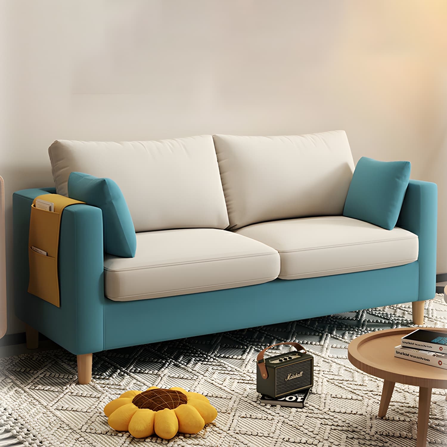 Contemporary Square Arm Loveseat with Machine Washable Cover and Pillows - image 17