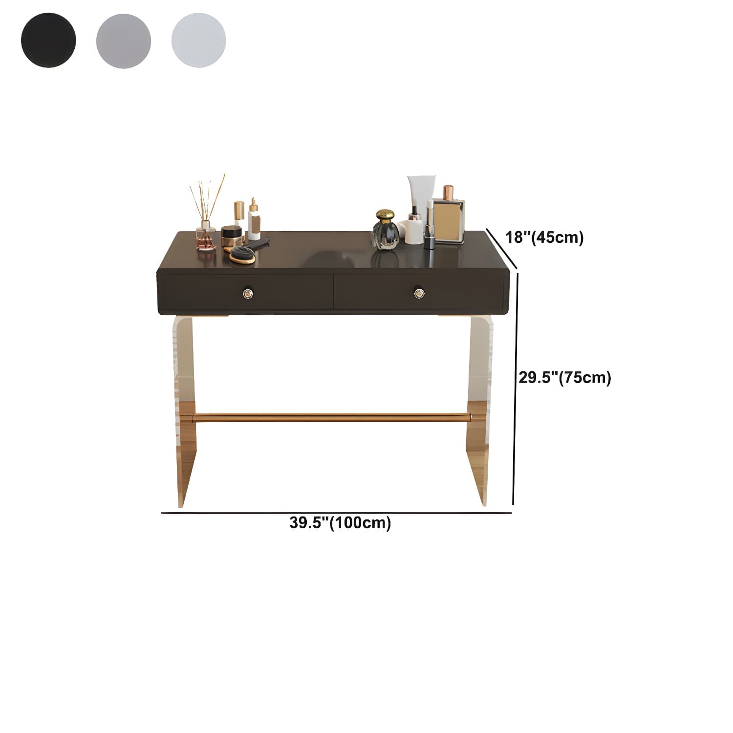 2 Drawers Clear Acrylic Makeup Table Contemporary 17.72" D Vanity Set with Stool & Mirror - image 20